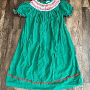 Busy Bees Green Dress with Red Details